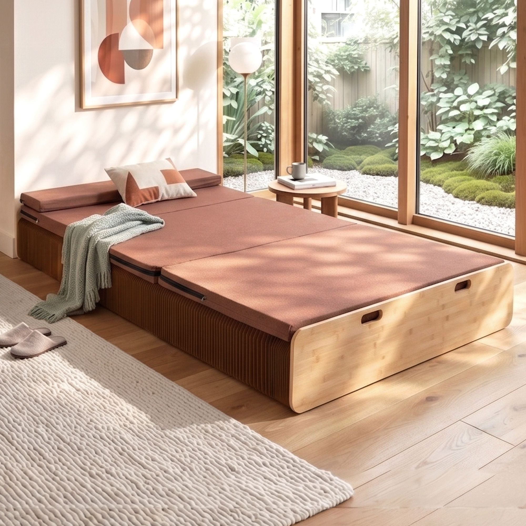 Folding Kraft Paper Bed Frame with Mattress and Pillow 300kg Capacity 200x120cm - Furniture > Bedroom > Beds & Bed Frames - Rivercity House & Home Co. (ABN 18 642 972 209) - Affordable Modern Furniture Australia