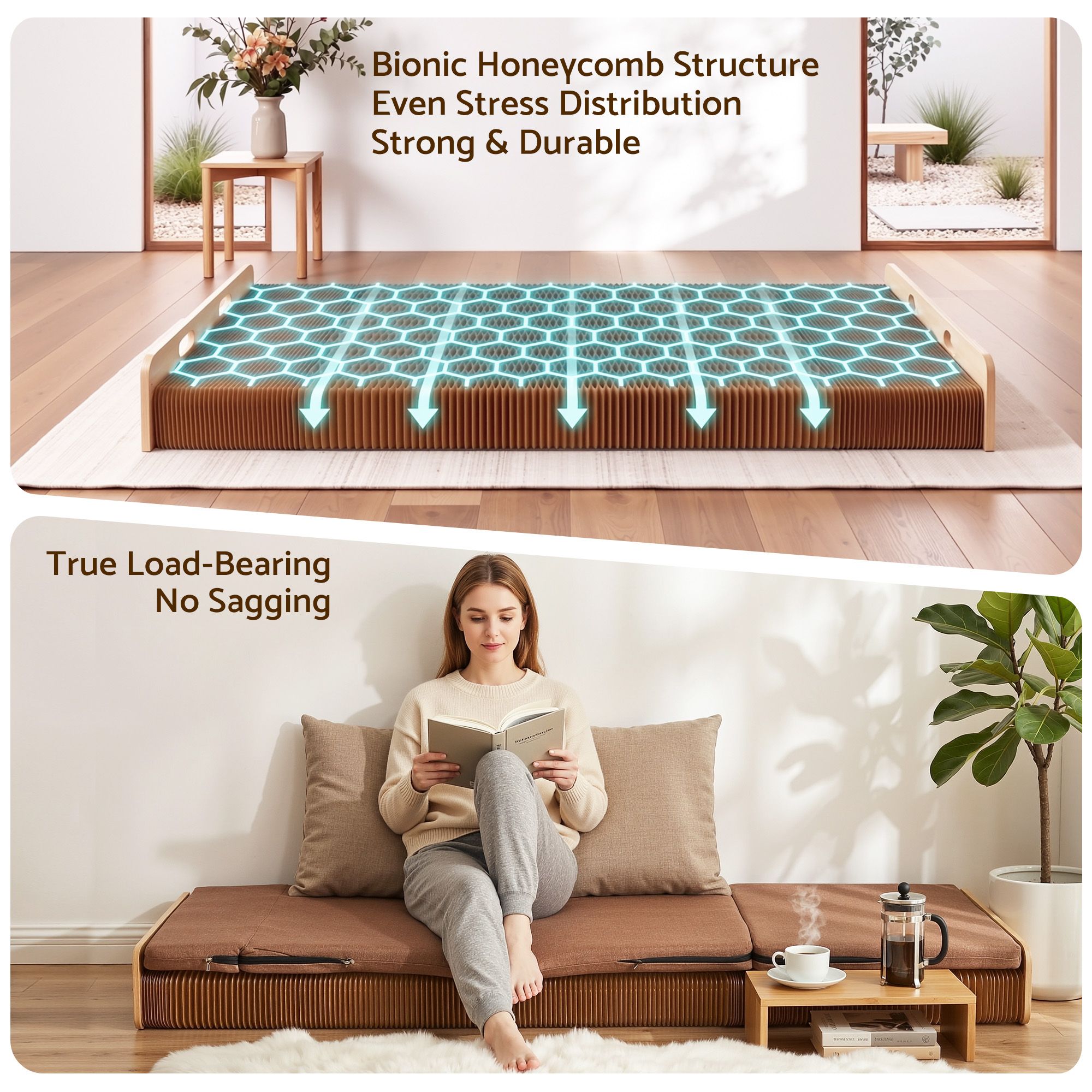 Folding Kraft Paper Bed Frame with Mattress and Pillow 300kg Capacity 200x60cm - Furniture > Bedroom > Beds & Bed Frames - Rivercity House & Home Co. (ABN 18 642 972 209) - Affordable Modern Furniture Australia
