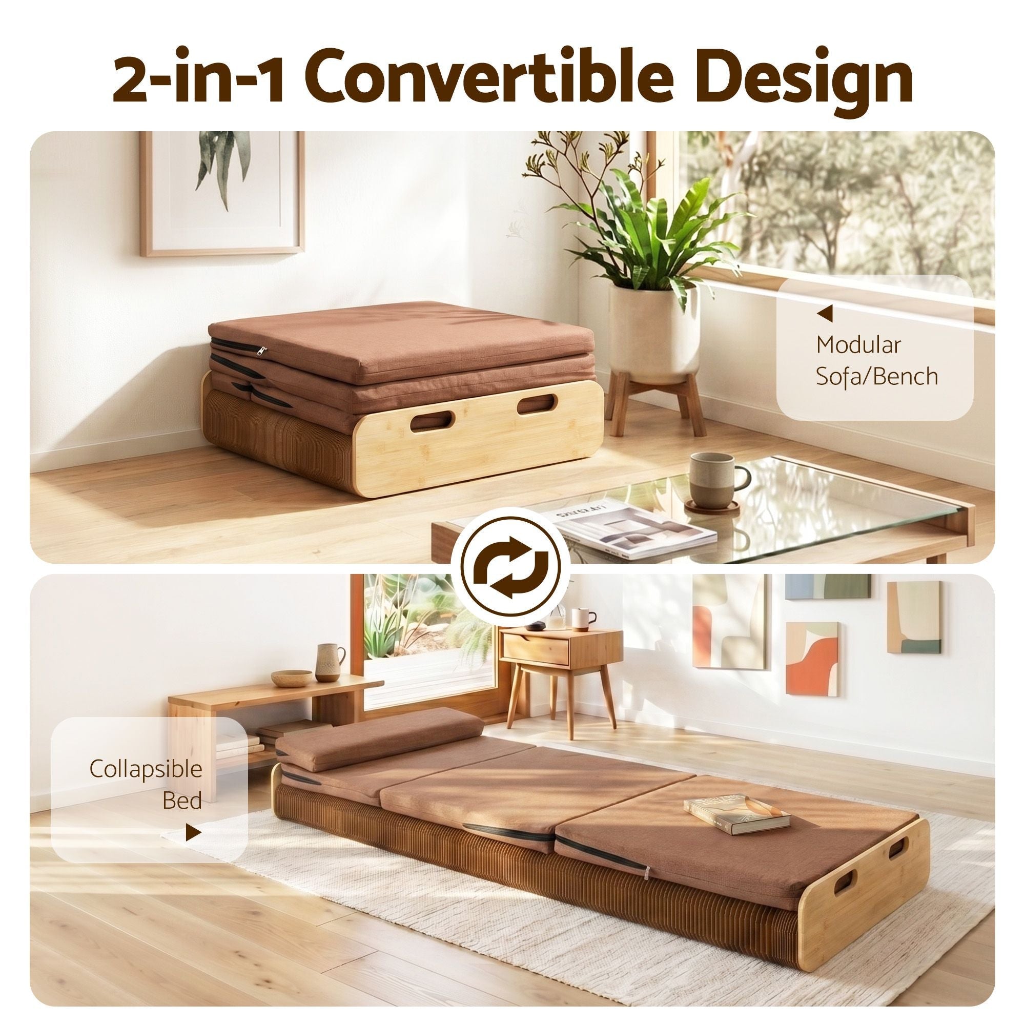 Folding Kraft Paper Bed Frame with Mattress and Pillow 300kg Capacity 200x60cm - Furniture > Bedroom > Beds & Bed Frames - Rivercity House & Home Co. (ABN 18 642 972 209) - Affordable Modern Furniture Australia
