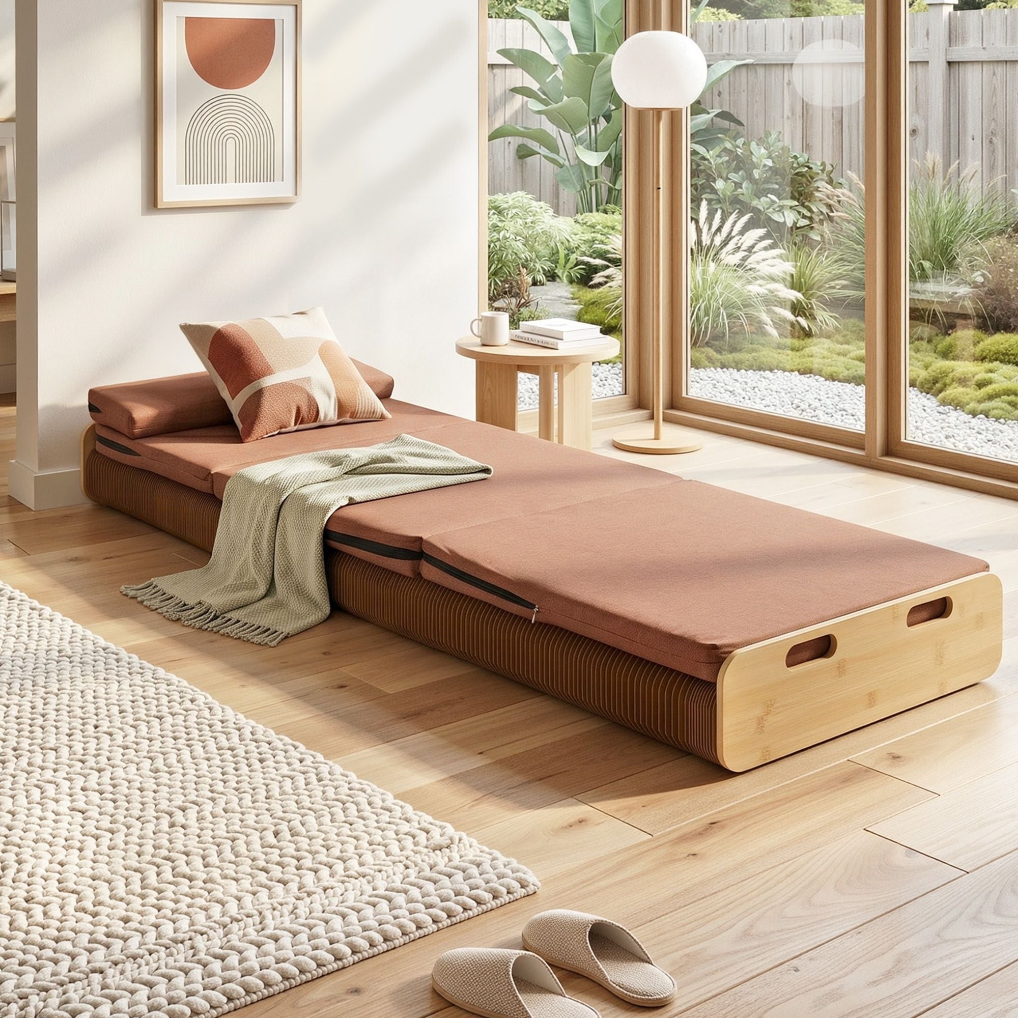 Folding Kraft Paper Bed Frame with Mattress and Pillow 300kg Capacity 200x60cm - Furniture > Bedroom > Beds & Bed Frames - Rivercity House & Home Co. (ABN 18 642 972 209) - Affordable Modern Furniture Australia