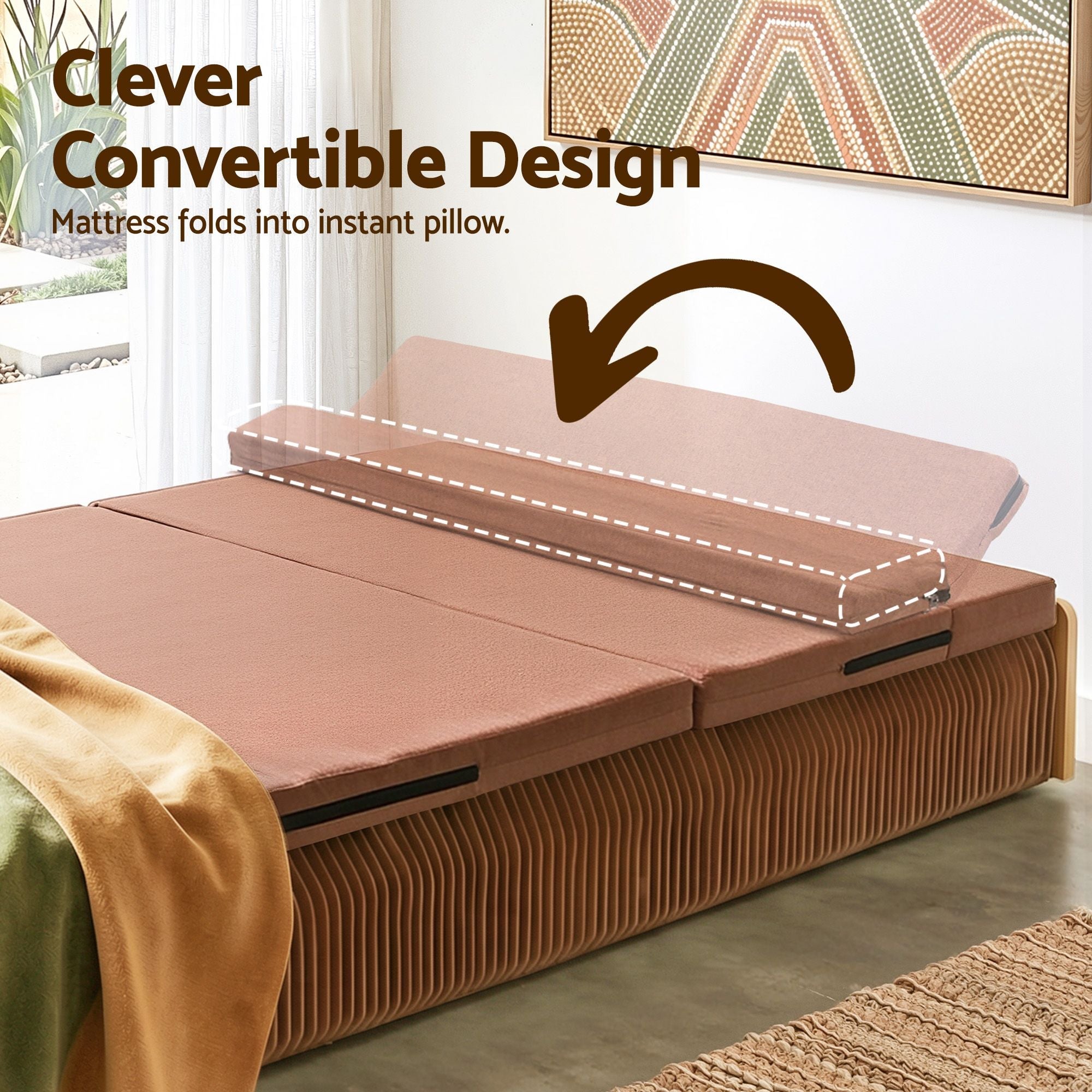 Folding Kraft Paper Bed Frame with Mattress and Pillow 300kg Capacity 200x60cm - Furniture > Bedroom > Beds & Bed Frames - Rivercity House & Home Co. (ABN 18 642 972 209) - Affordable Modern Furniture Australia