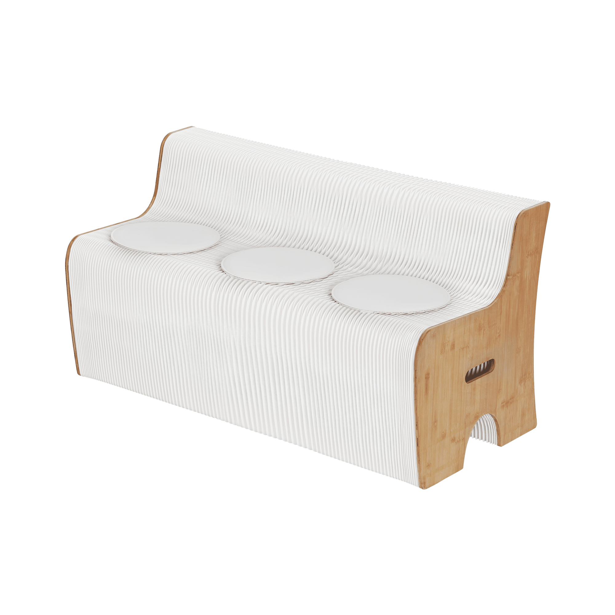 Folding Kraft Paper Sofa 3 Seater Accordion Bench with PU Leather Cushion Collapsible Couch 300kg Capacity 150x59x63cm - Furniture > Sofas > Sofas & Sofa Beds - Rivercity House & Home Co. (ABN 18 642 972 209) - Affordable Modern Furniture Australia