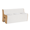 Folding Kraft Paper Sofa 3 Seater Accordion Bench with PU Leather Cushion Collapsible Couch 300kg Capacity 150x59x63cm