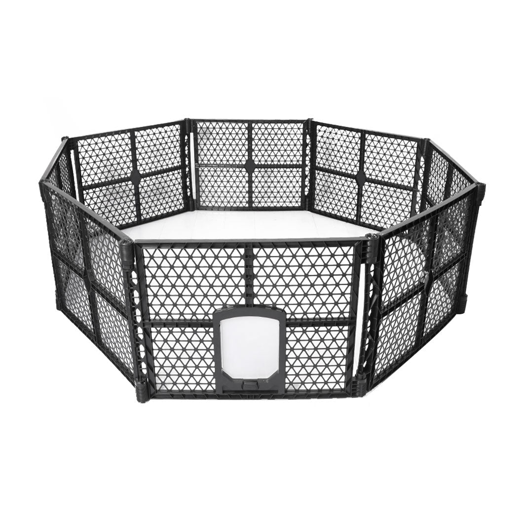 Folding Large Dog Playpen with Lockable Gate - Black - Rivercity House & Home Co. (ABN 18 642 972 209) - Affordable Modern Furniture Australia