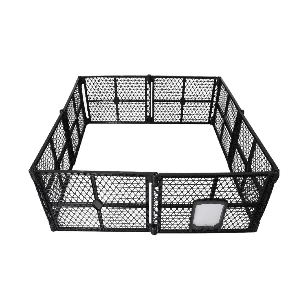 Folding Large Dog Playpen with Lockable Gate - Black - Rivercity House & Home Co. (ABN 18 642 972 209) - Affordable Modern Furniture Australia