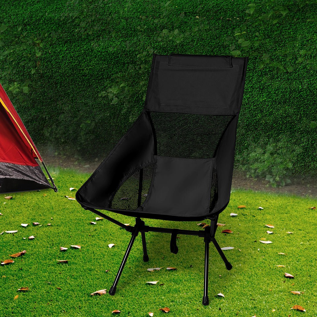Folding Large Outdoor Camping Chair - Black - Rivercity House & Home Co. (ABN 18 642 972 209) - Affordable Modern Furniture Australia
