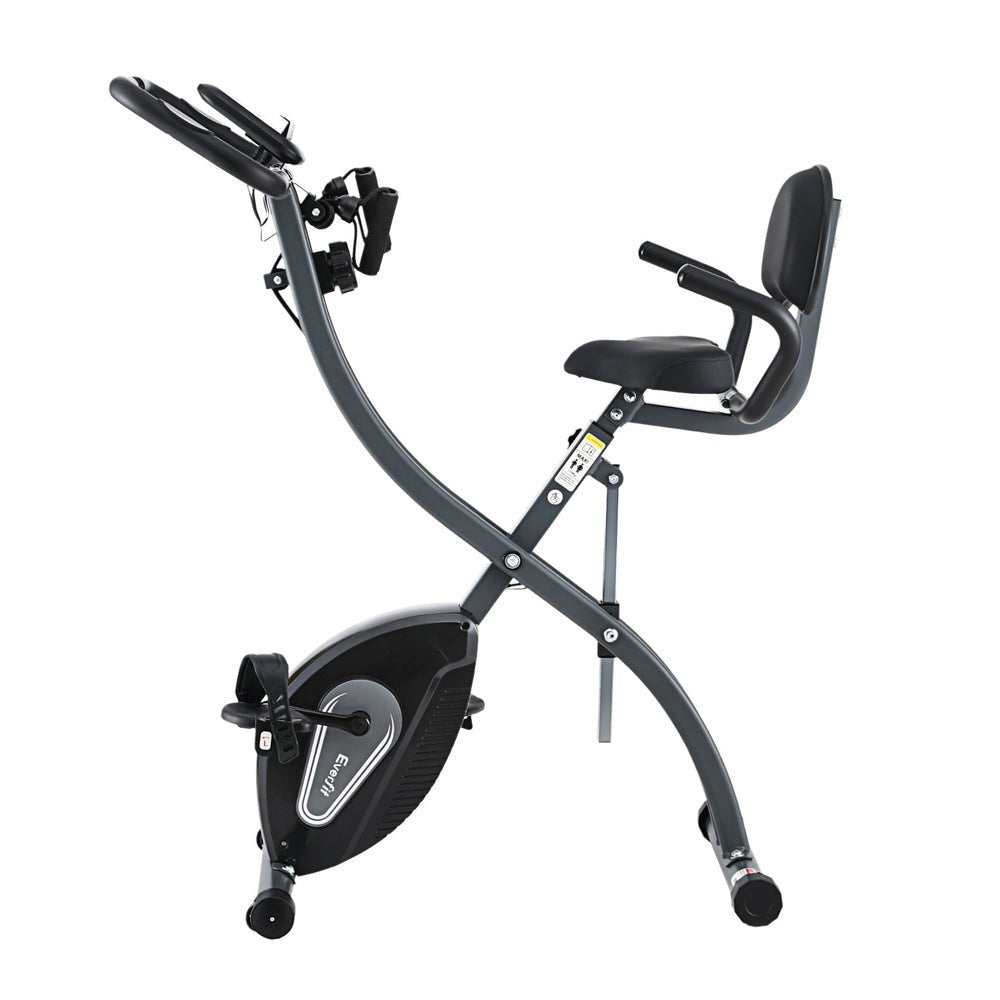 Folding Magnetic Resistance X-Frame Exercise Bike with LCD Monitor - Black - Sports & Fitness > Exercise, Gym & Fitness > Exercise Bikes - Rivercity House & Home Co. (ABN 18 642 972 209) - Affordable Modern Furniture Australia
