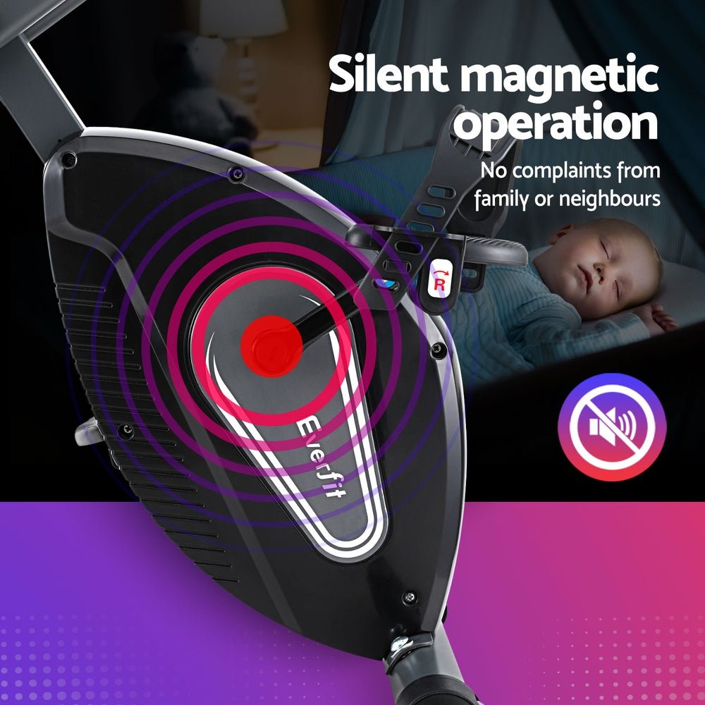 Folding Magnetic Resistance X-Frame Exercise Bike with LCD Monitor - Black - Sports & Fitness > Exercise, Gym & Fitness > Exercise Bikes - Rivercity House & Home Co. (ABN 18 642 972 209) - Affordable Modern Furniture Australia