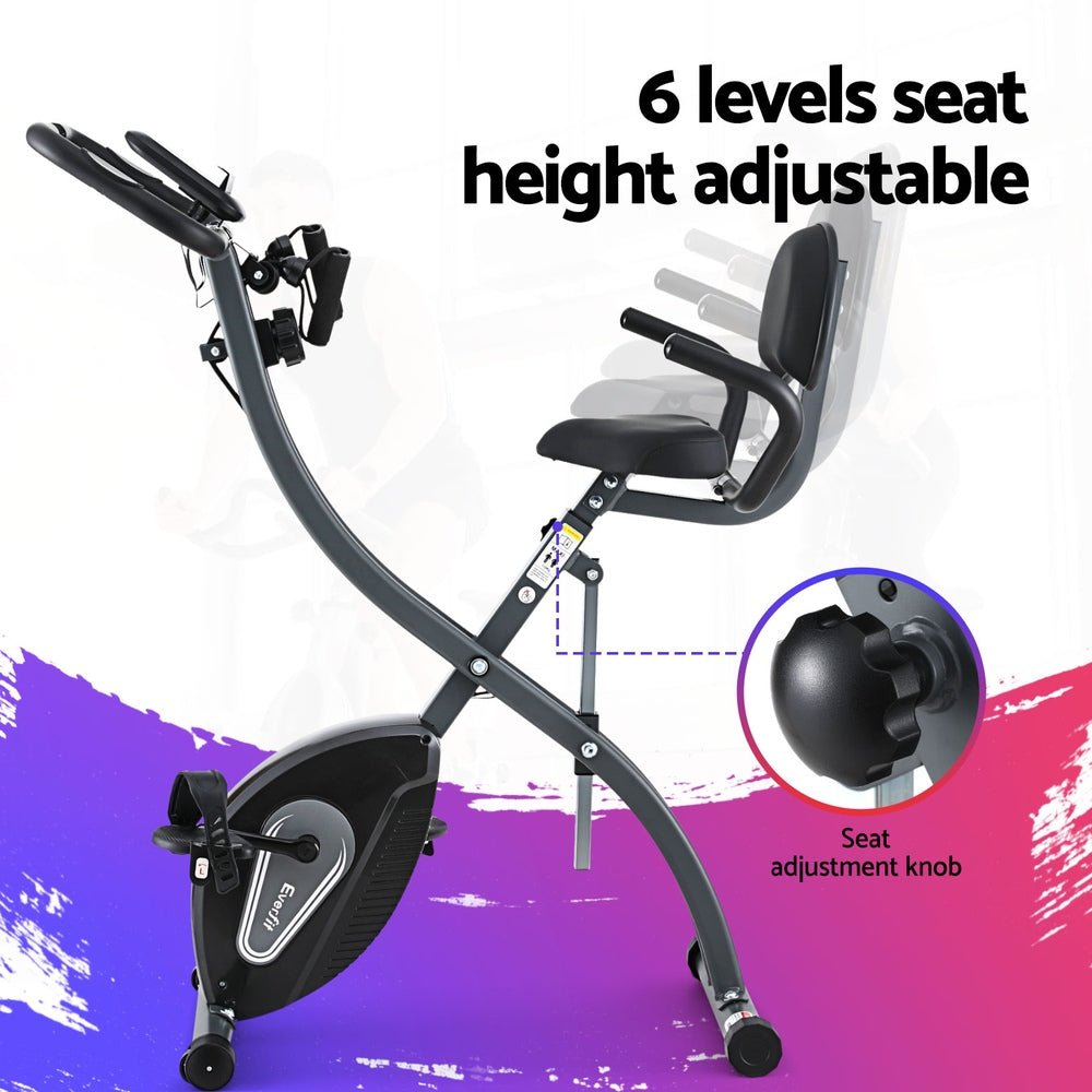 Folding Magnetic Resistance X-Frame Exercise Bike with LCD Monitor - Black - Sports & Fitness > Exercise, Gym & Fitness > Exercise Bikes - Rivercity House & Home Co. (ABN 18 642 972 209) - Affordable Modern Furniture Australia
