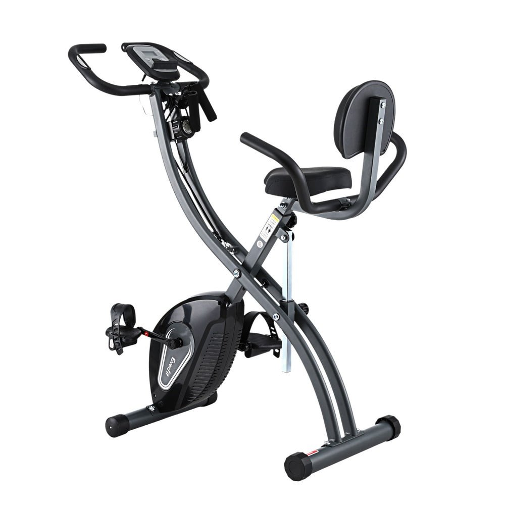 Folding Magnetic Resistance X-Frame Exercise Bike with LCD Monitor - Black - Sports & Fitness > Exercise, Gym & Fitness > Exercise Bikes - Rivercity House & Home Co. (ABN 18 642 972 209) - Affordable Modern Furniture Australia