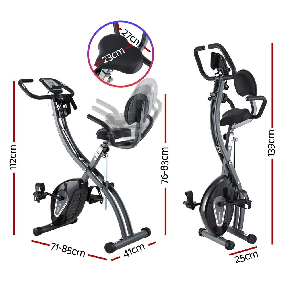 Folding Magnetic Resistance X-Frame Exercise Bike with LCD Monitor - Black - Sports & Fitness > Exercise, Gym & Fitness > Exercise Bikes - Rivercity House & Home Co. (ABN 18 642 972 209) - Affordable Modern Furniture Australia