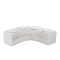 Folding Paper Bench With 4 PU Leather Seat Pads Expandable Accordion Stool For 4 Seats