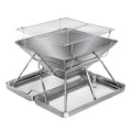 Folding Portable 2-IN-1 Charcoal BBQ Grill and Fire Pit - Silver
