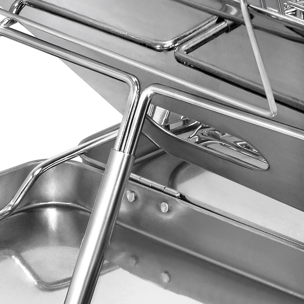 Folding Portable 2 - IN - 1 Charcoal BBQ Grill and Fire Pit - Silver - Rivercity House & Home Co. (ABN 18 642 972 209) - Affordable Modern Furniture Australia
