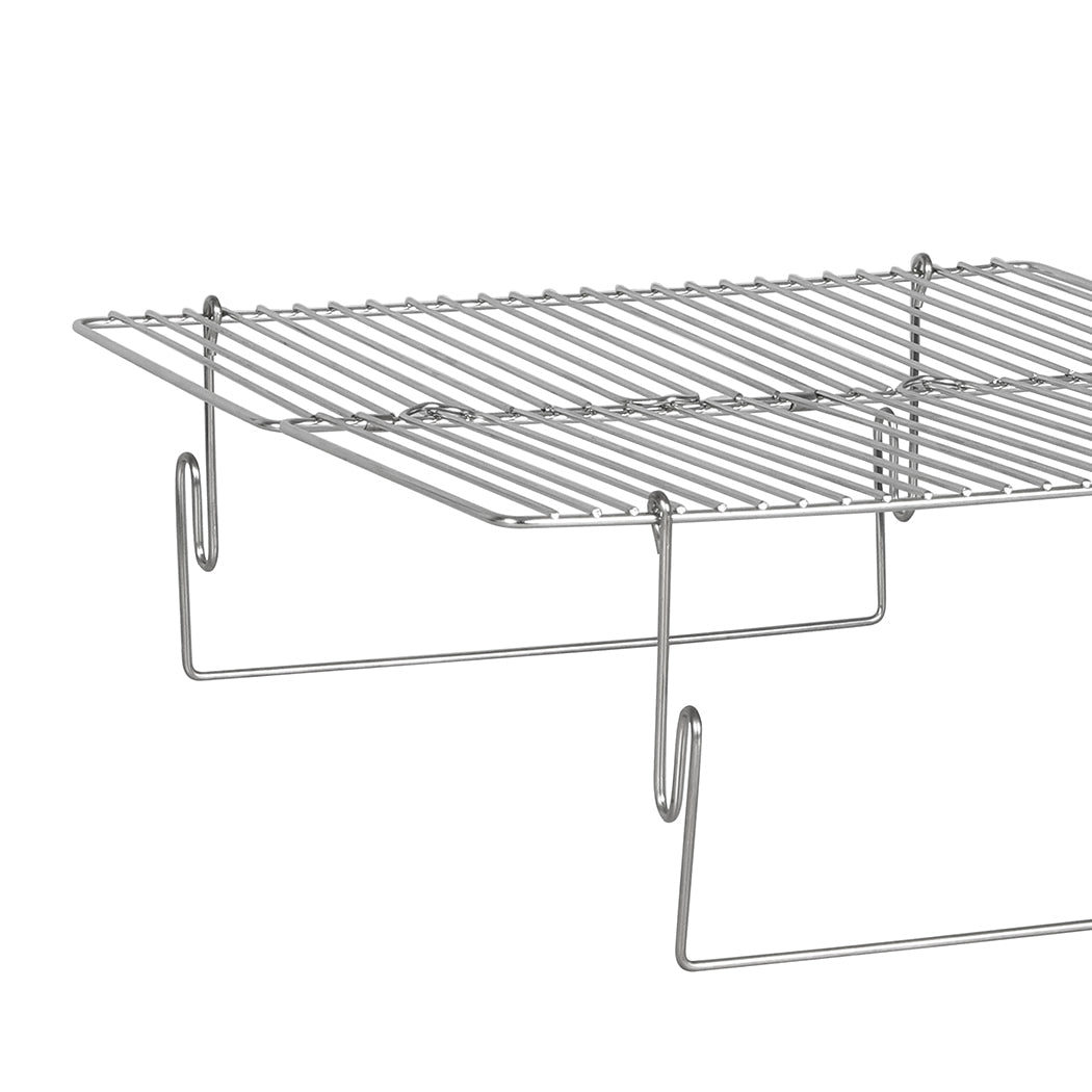 Folding Portable 2 - IN - 1 Charcoal BBQ Grill and Fire Pit - Silver - Rivercity House & Home Co. (ABN 18 642 972 209) - Affordable Modern Furniture Australia