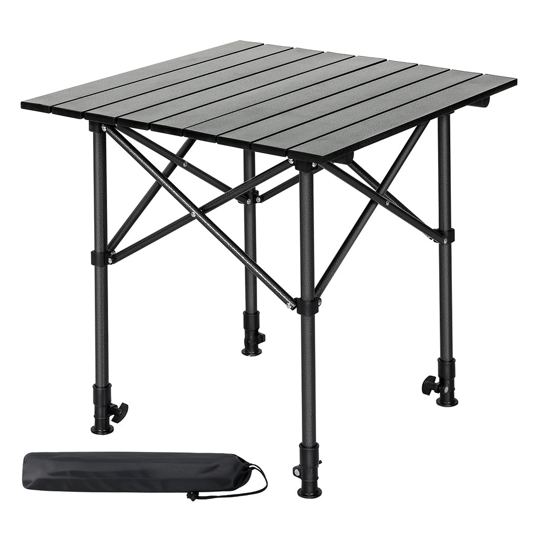 Folding Portable Aluminum Camping BBQ Table with Adjustable Height - Black - Rivercity House & Home Co. (ABN 18 642 972 209) - Affordable Modern Furniture Australia