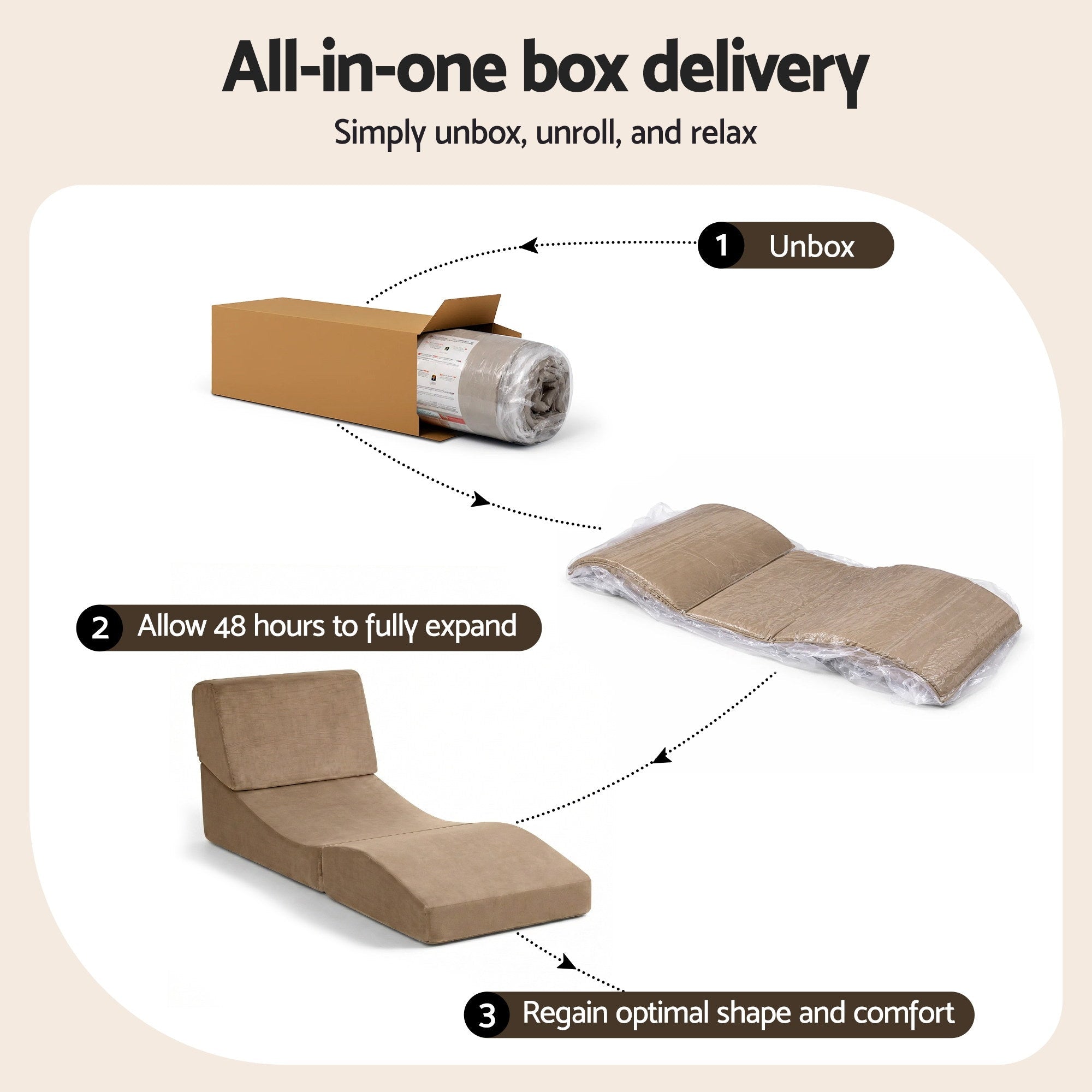 Folding Sofa Bed Convertible Armless Foam Floor Futon Lounger Couch Brown - Furniture > Sofas > Sofas & Sofa Beds - Rivercity House & Home Co. (ABN 18 642 972 209) - Affordable Modern Furniture Australia