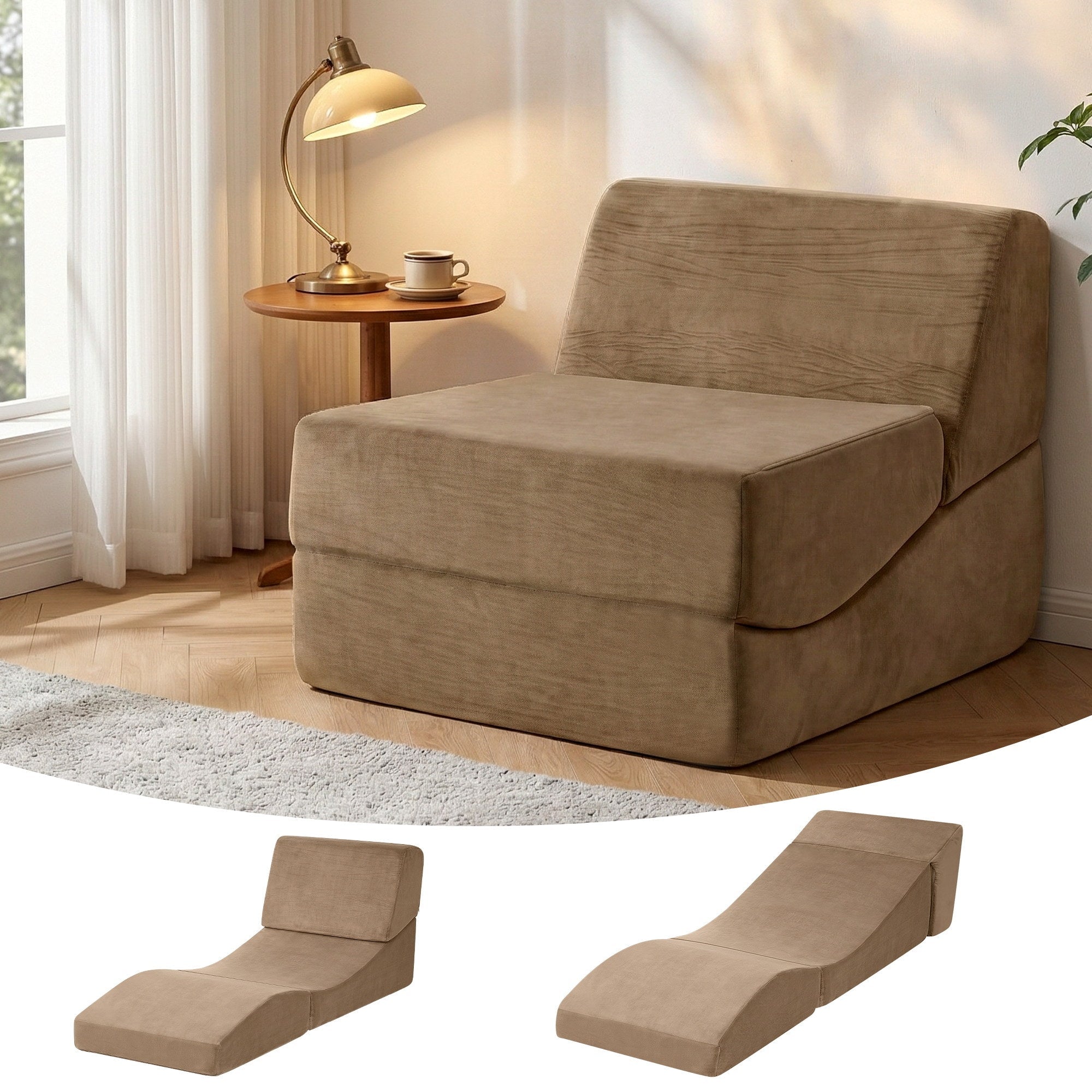 Folding Sofa Bed Convertible Armless Foam Floor Futon Lounger Couch Brown - Furniture > Sofas > Sofas & Sofa Beds - Rivercity House & Home Co. (ABN 18 642 972 209) - Affordable Modern Furniture Australia