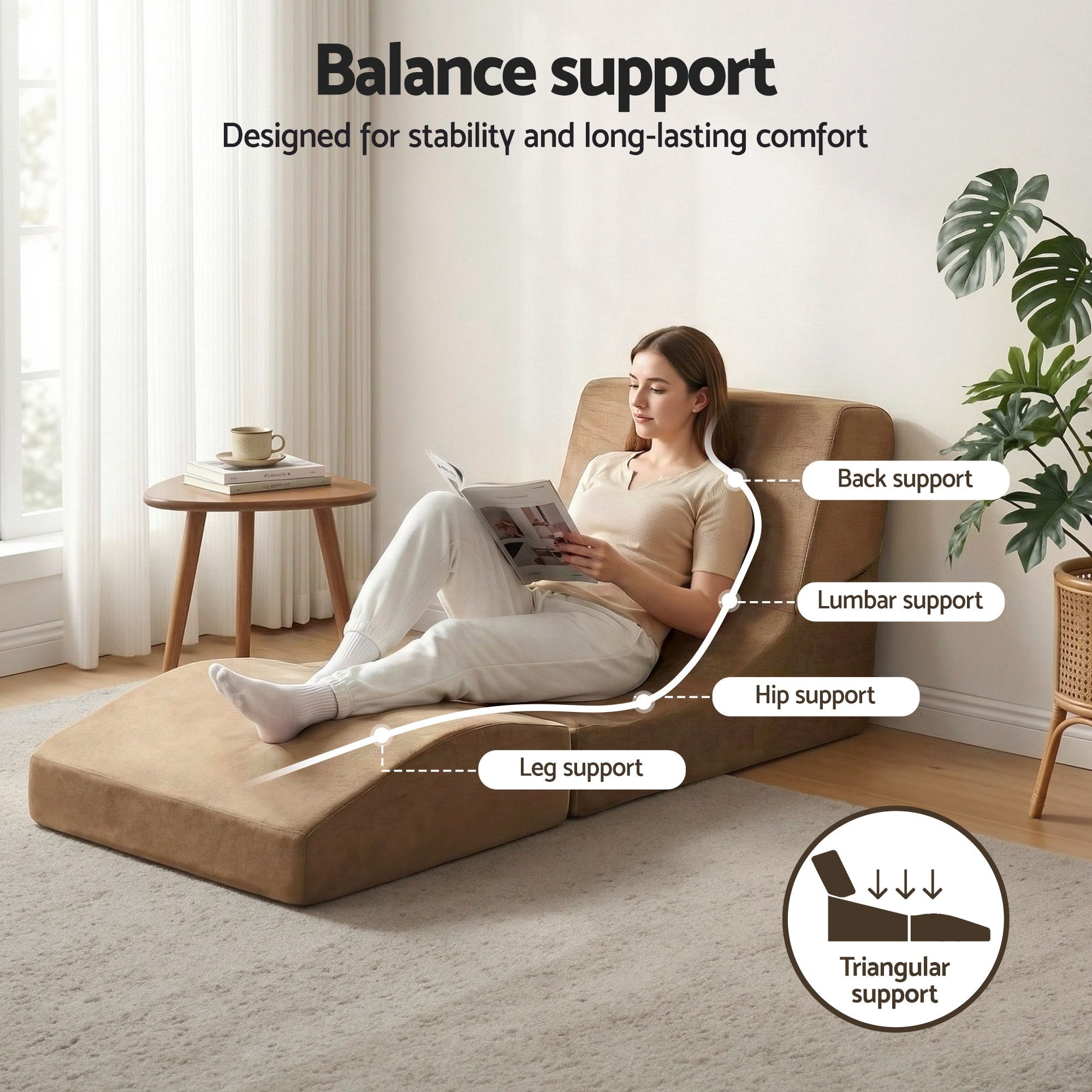Folding Sofa Bed Convertible Armless Foam Floor Futon Lounger Couch Brown - Furniture > Sofas > Sofas & Sofa Beds - Rivercity House & Home Co. (ABN 18 642 972 209) - Affordable Modern Furniture Australia