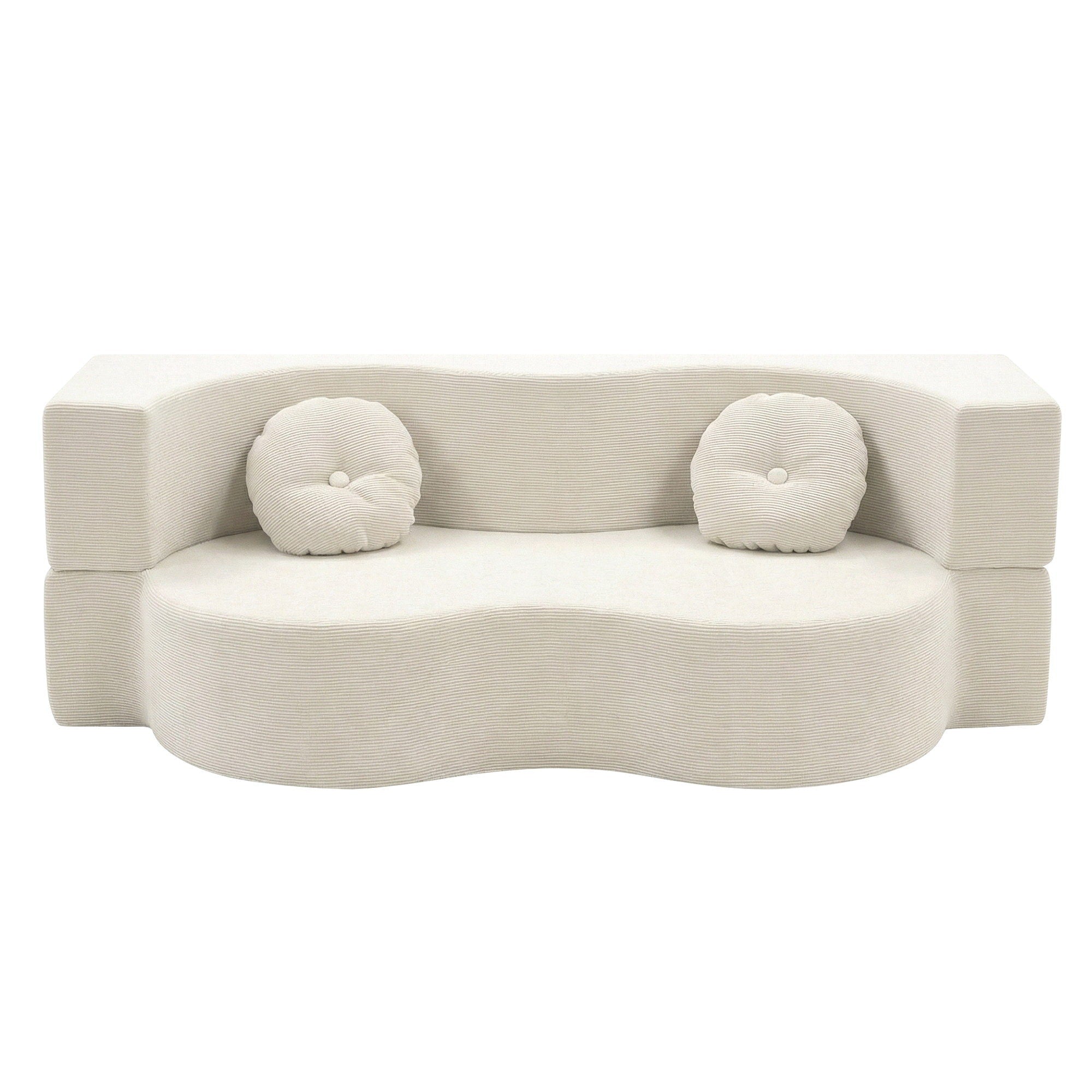 Folding Sofa Bed Floor Couch 2 - in - 1 Convertible Futon Loveseat Beige - Furniture > Sofas > Sofas & Sofa Beds - Rivercity House & Home Co. (ABN 18 642 972 209) - Affordable Modern Furniture Australia