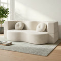 Folding 2-in-1 Convertible Sofa Bed Loveseat - Beige