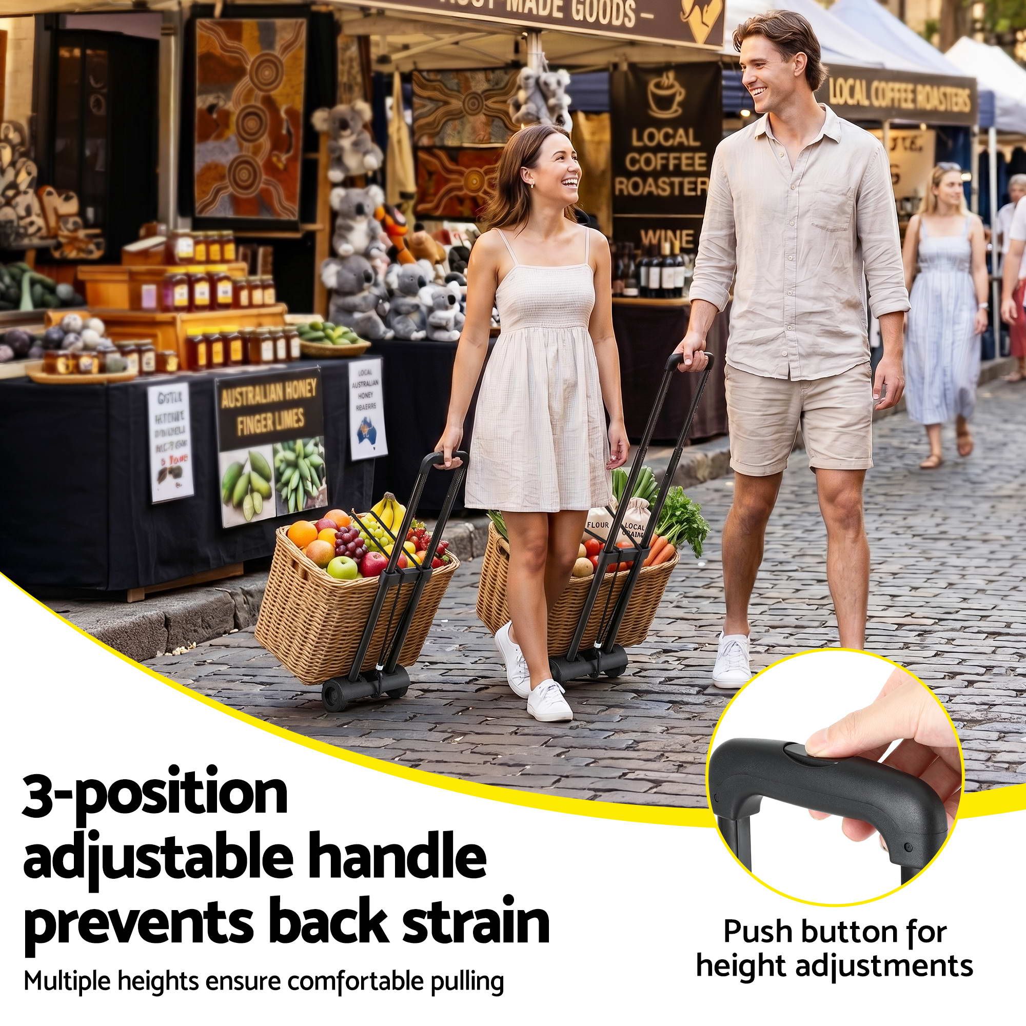 Folding Trolley Portable Hand Truck Lightweight Travel Luggage Black - Tools > Tools Storage > Utility Trolleys - Rivercity House & Home Co. (ABN 18 642 972 209) - Affordable Modern Furniture Australia