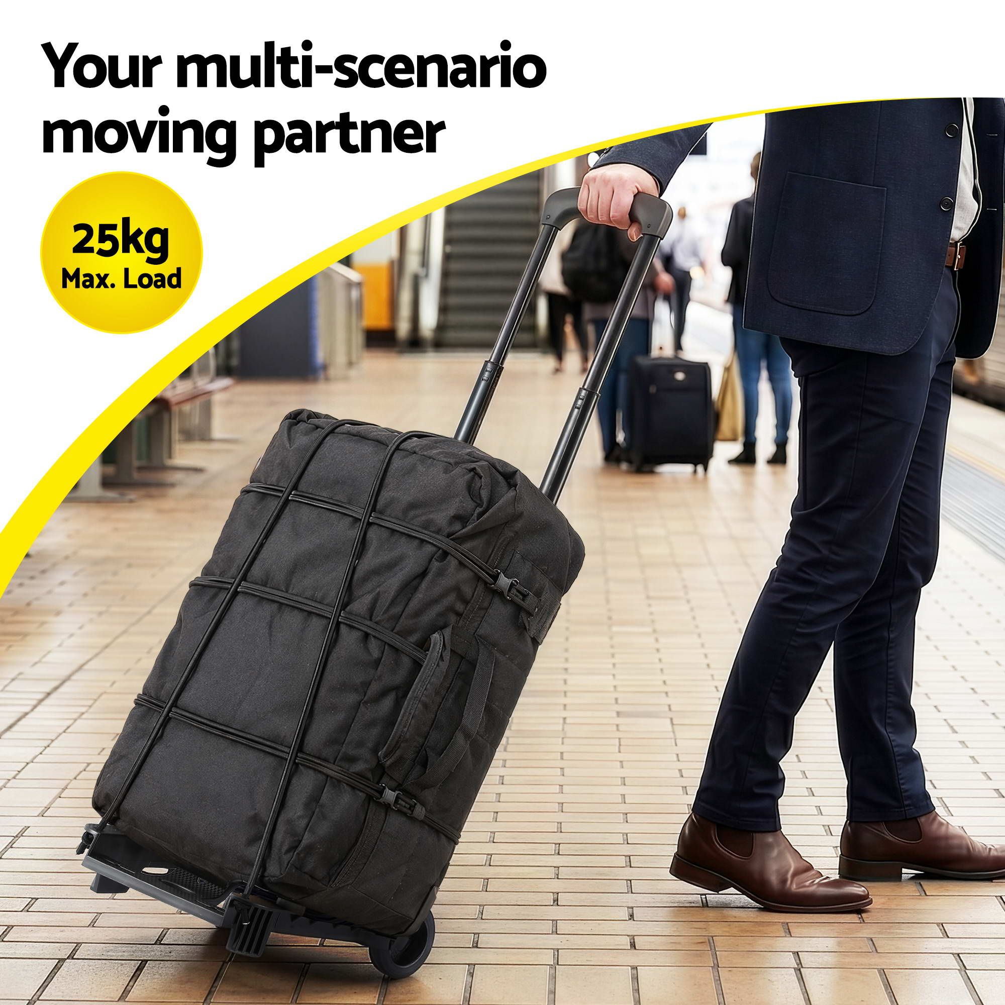 Folding Trolley Portable Hand Truck Lightweight Travel Luggage Black - Tools > Tools Storage > Utility Trolleys - Rivercity House & Home Co. (ABN 18 642 972 209) - Affordable Modern Furniture Australia