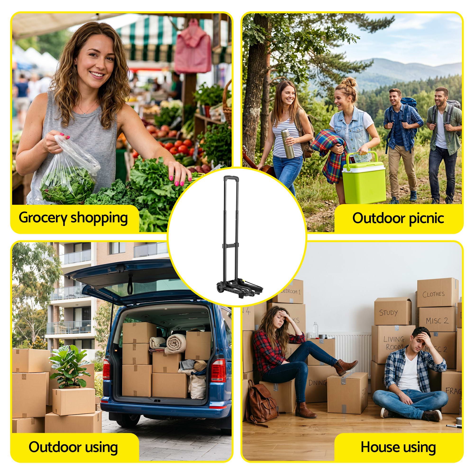 Folding Trolley Portable Hand Truck Lightweight Travel Luggage Black - Tools > Tools Storage > Utility Trolleys - Rivercity House & Home Co. (ABN 18 642 972 209) - Affordable Modern Furniture Australia