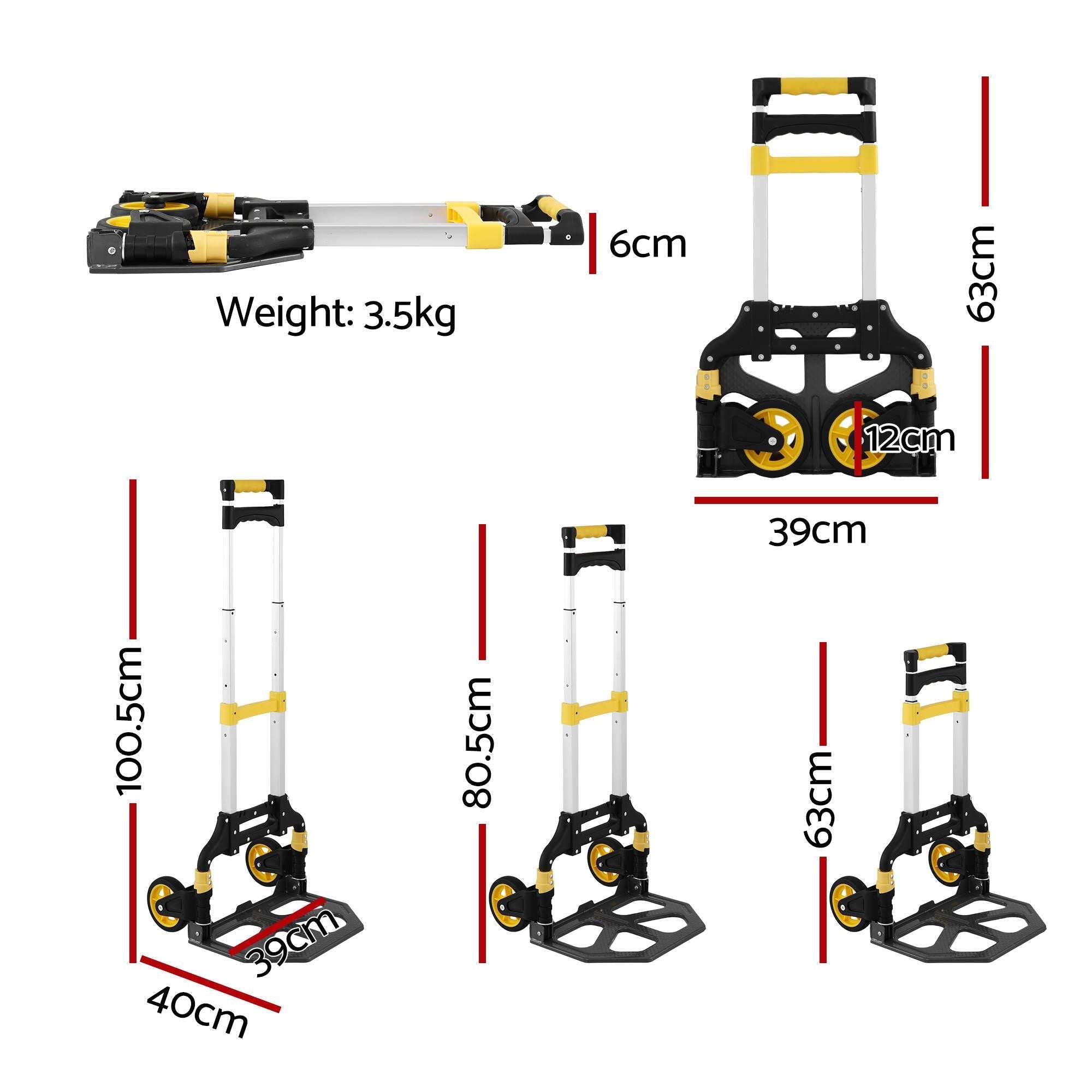 Folding Trolley Portable Hand Truck Lightweight Travel Luggage Silver - Tools > Tools Storage > Utility Trolleys - Rivercity House & Home Co. (ABN 18 642 972 209) - Affordable Modern Furniture Australia