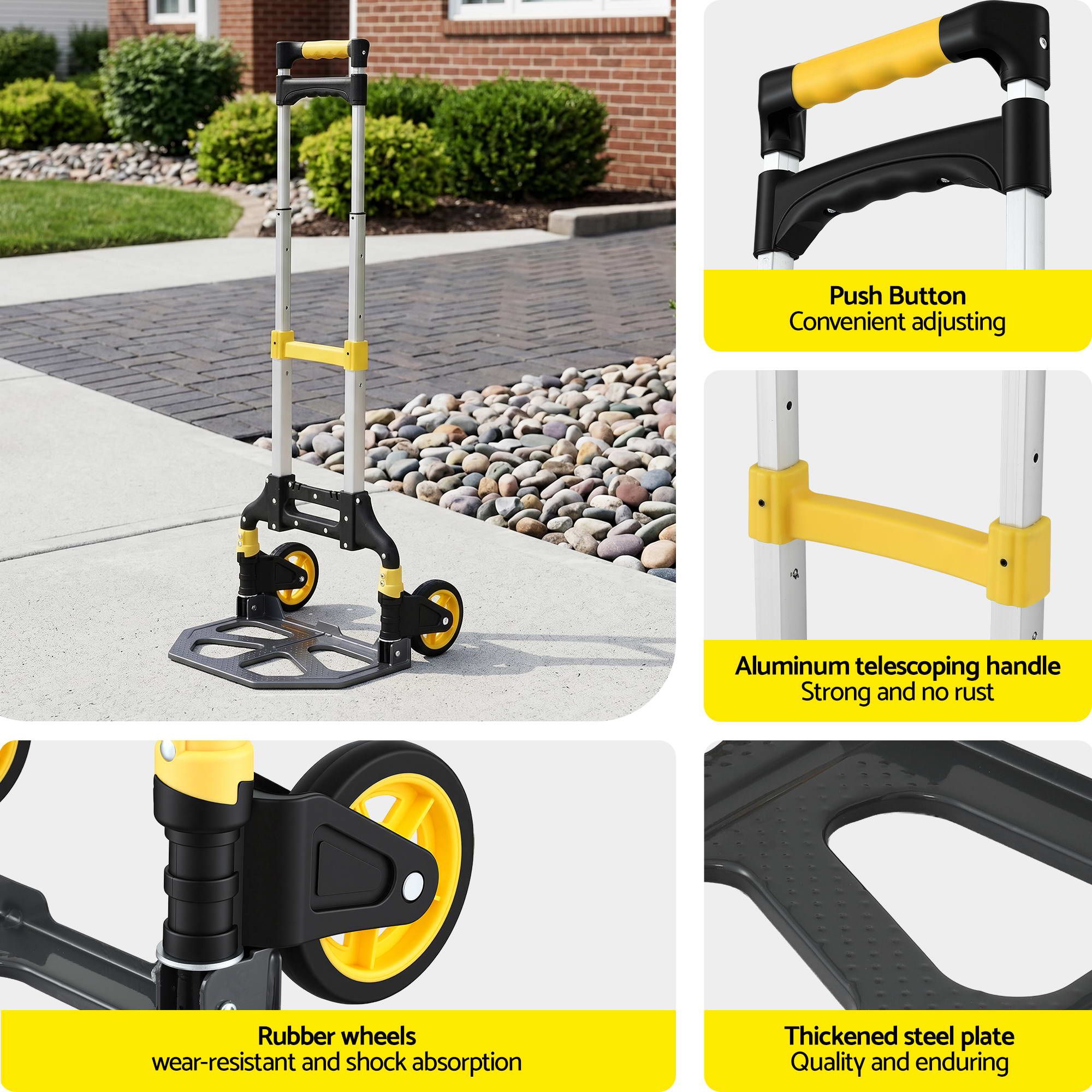 Folding Trolley Portable Hand Truck Lightweight Travel Luggage Silver - Tools > Tools Storage > Utility Trolleys - Rivercity House & Home Co. (ABN 18 642 972 209) - Affordable Modern Furniture Australia