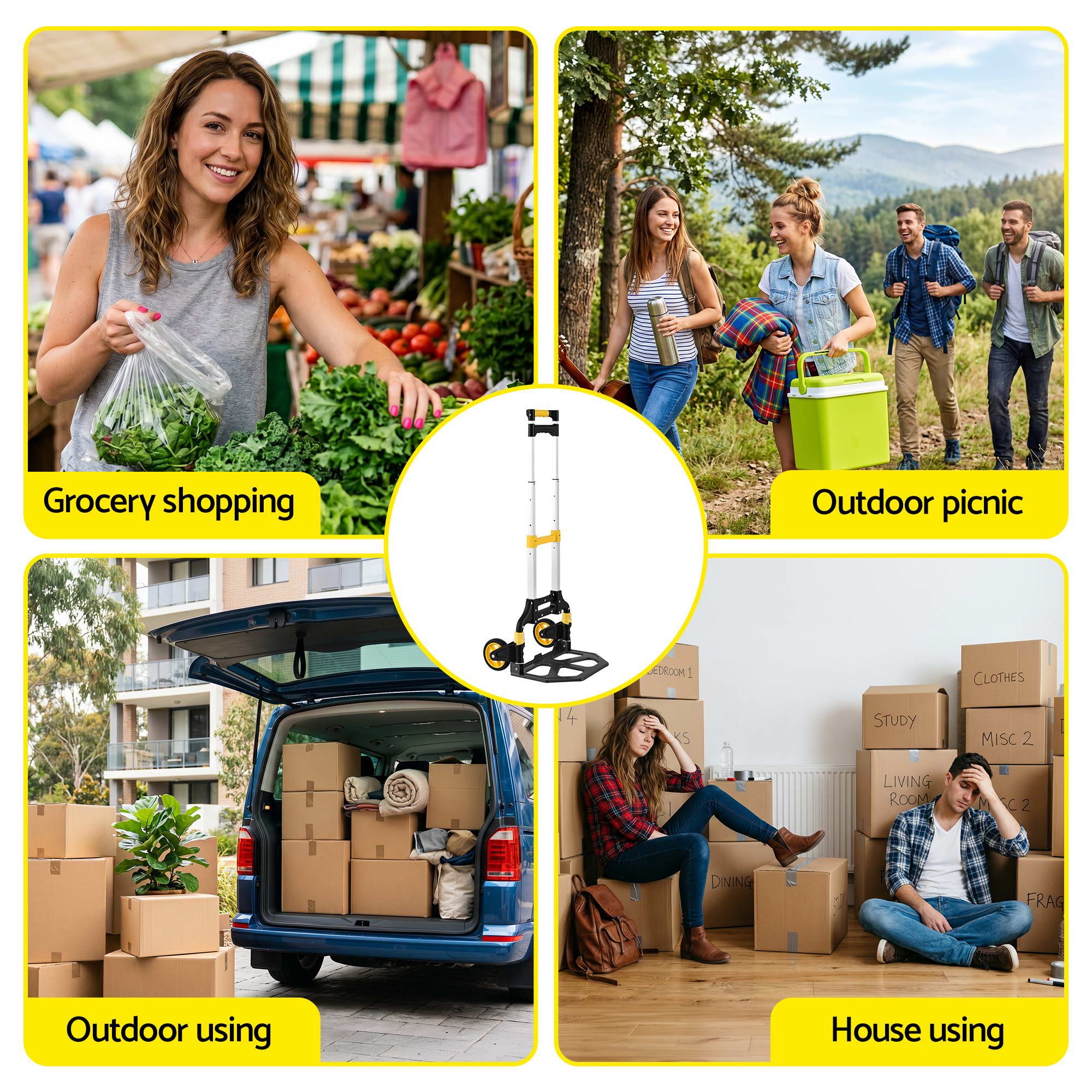 Folding Trolley Portable Hand Truck Lightweight Travel Luggage Silver - Tools > Tools Storage > Utility Trolleys - Rivercity House & Home Co. (ABN 18 642 972 209) - Affordable Modern Furniture Australia