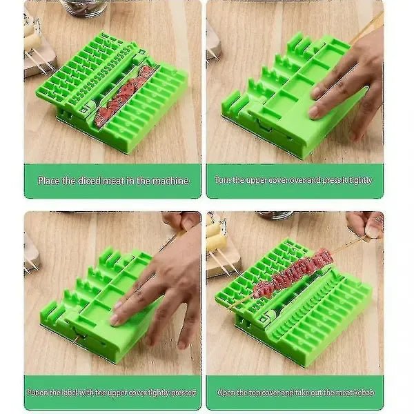 Food-Grade PP Manual BBQ Skewer Maker with Reusable Kebab Press 15 x 12 cm - Green - Home & Garden > BBQ > BBQ Tools - Rivercity House & Home Co. (ABN 18 642 972 209) - Affordable Modern Furniture Australia
