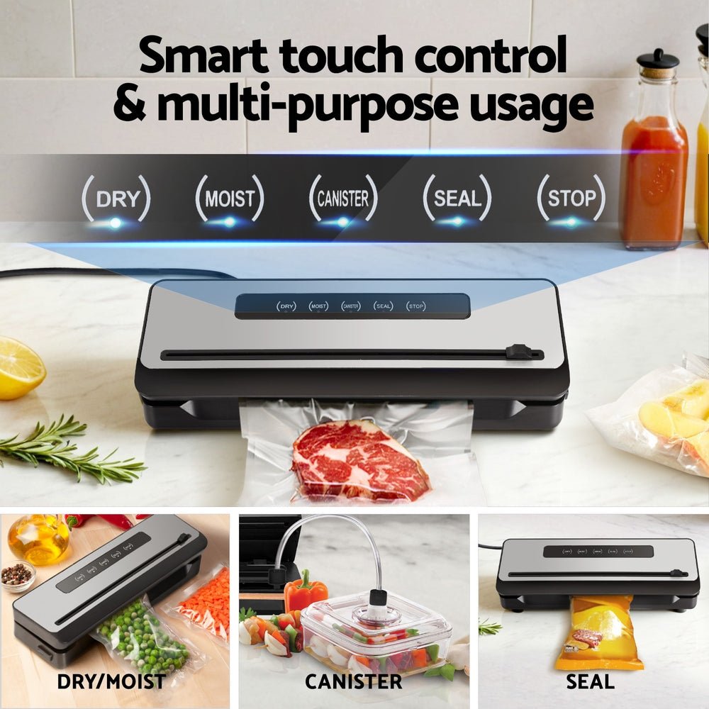 Food Vacuum Sealer Machine Sealing Cutter 5 Modes Storage Bags 4 Rolls - Appliances > Kitchen Appliances - Rivercity House & Home Co. (ABN 18 642 972 209) - Affordable Modern Furniture Australia