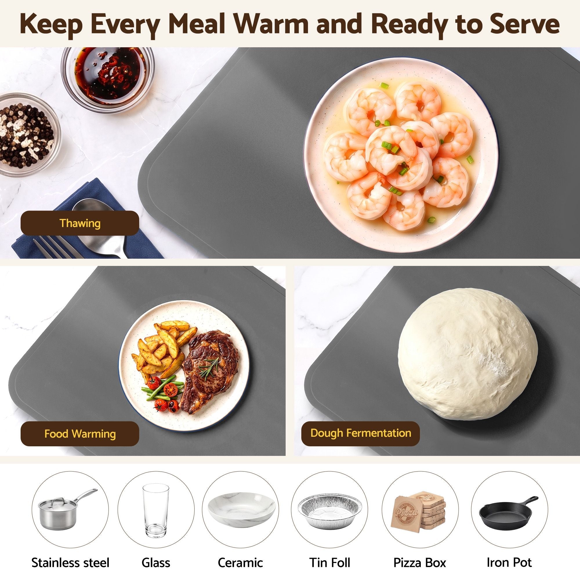 Food Warming Mat 80cm Electric Roll Up Buffet Tray with 9 Heating Levels and Timer - Grey - Appliances > Kitchen Appliances > Food Warmers & Chafing Dishes - Rivercity House & Home Co. (ABN 18 642 972 209) - Affordable Modern Furniture Australia