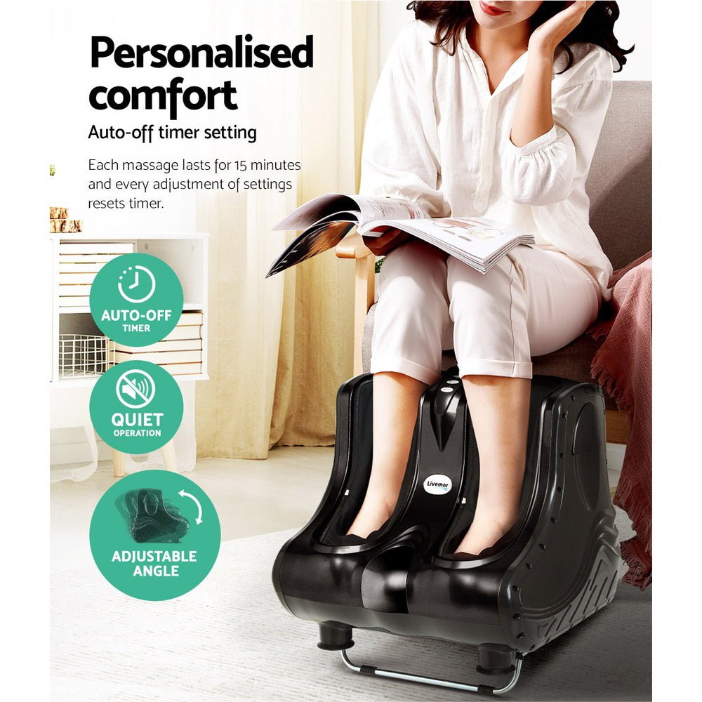 Foot Massager Massagers Shiatsu Electric Roller Ankle Calf Leg Kneading Black - Furniture > Bar Stools & Chairs > Massage Chairs - Rivercity House & Home Co. (ABN 18 642 972 209) - Affordable Modern Furniture Australia