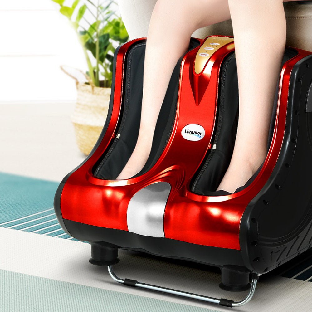 Foot Massager Massagers Shiatsu Electric Roller Ankle Calf Leg Kneading Red - Furniture > Bar Stools & Chairs > Massage Chairs - Rivercity House & Home Co. (ABN 18 642 972 209) - Affordable Modern Furniture Australia