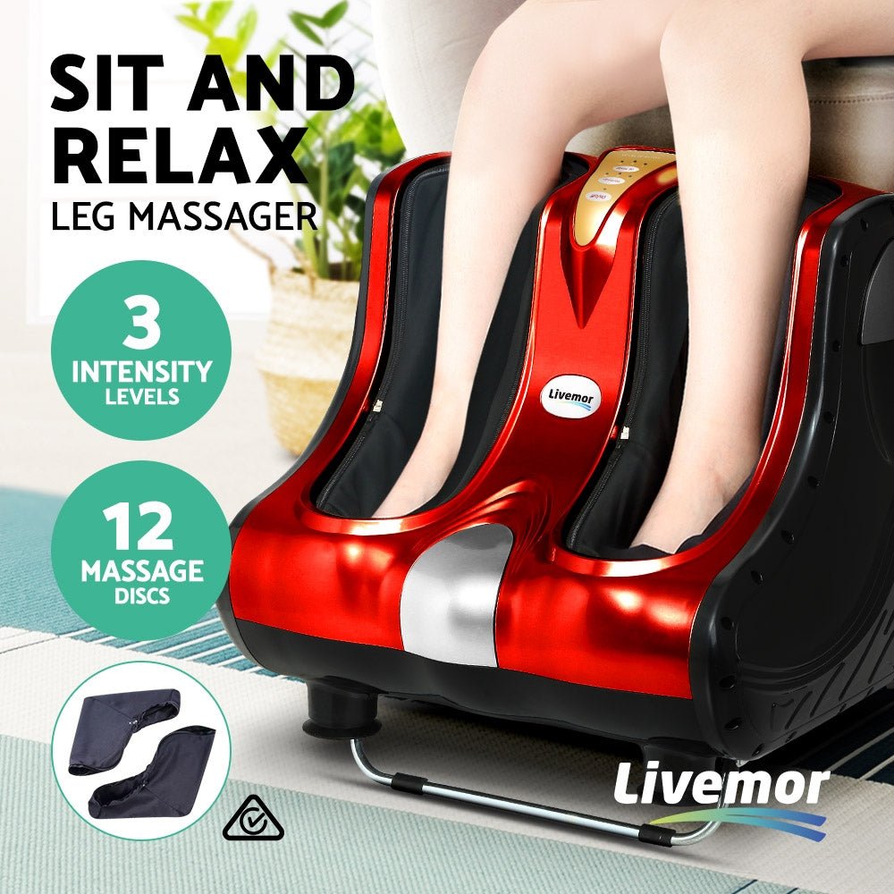 Foot Massager Massagers Shiatsu Electric Roller Ankle Calf Leg Kneading Red - Furniture > Bar Stools & Chairs > Massage Chairs - Rivercity House & Home Co. (ABN 18 642 972 209) - Affordable Modern Furniture Australia