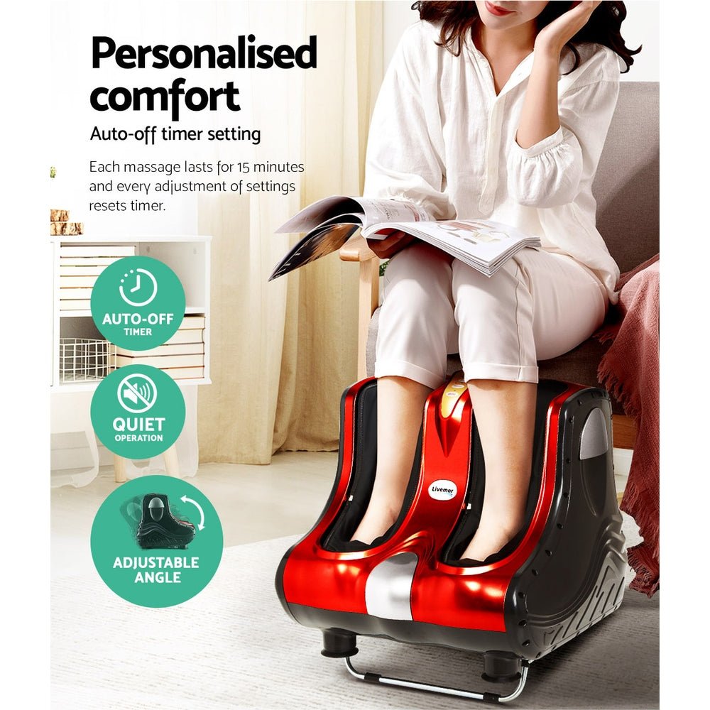 Foot Massager Massagers Shiatsu Electric Roller Ankle Calf Leg Kneading Red - Furniture > Bar Stools & Chairs > Massage Chairs - Rivercity House & Home Co. (ABN 18 642 972 209) - Affordable Modern Furniture Australia