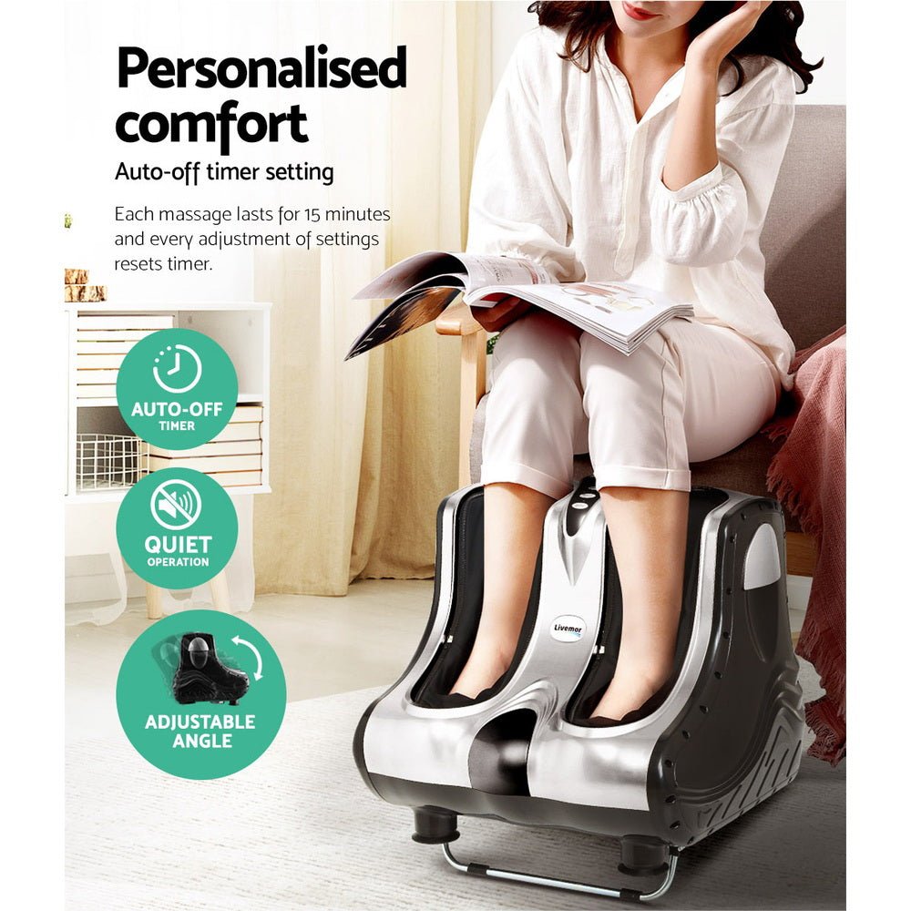 Foot Massager Massagers Shiatsu Electric Roller Ankle Calf Leg Kneading Silver - Furniture > Bar Stools & Chairs > Massage Chairs - Rivercity House & Home Co. (ABN 18 642 972 209) - Affordable Modern Furniture Australia