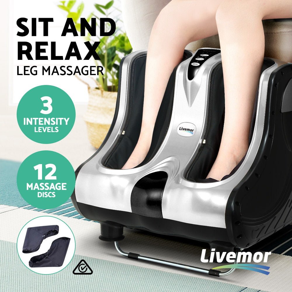 Foot Massager Massagers Shiatsu Electric Roller Ankle Calf Leg Kneading Silver - Furniture > Bar Stools & Chairs > Massage Chairs - Rivercity House & Home Co. (ABN 18 642 972 209) - Affordable Modern Furniture Australia