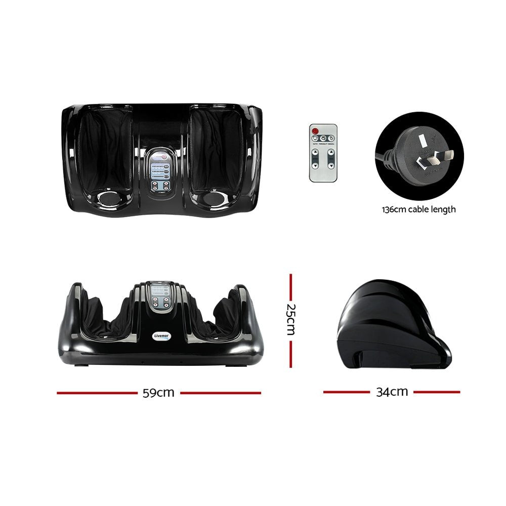 Foot Massager Shiatsu Massagers Electric Remote Roller Kneading Black - Furniture > Bar Stools & Chairs > Massage Chairs - Rivercity House & Home Co. (ABN 18 642 972 209) - Affordable Modern Furniture Australia