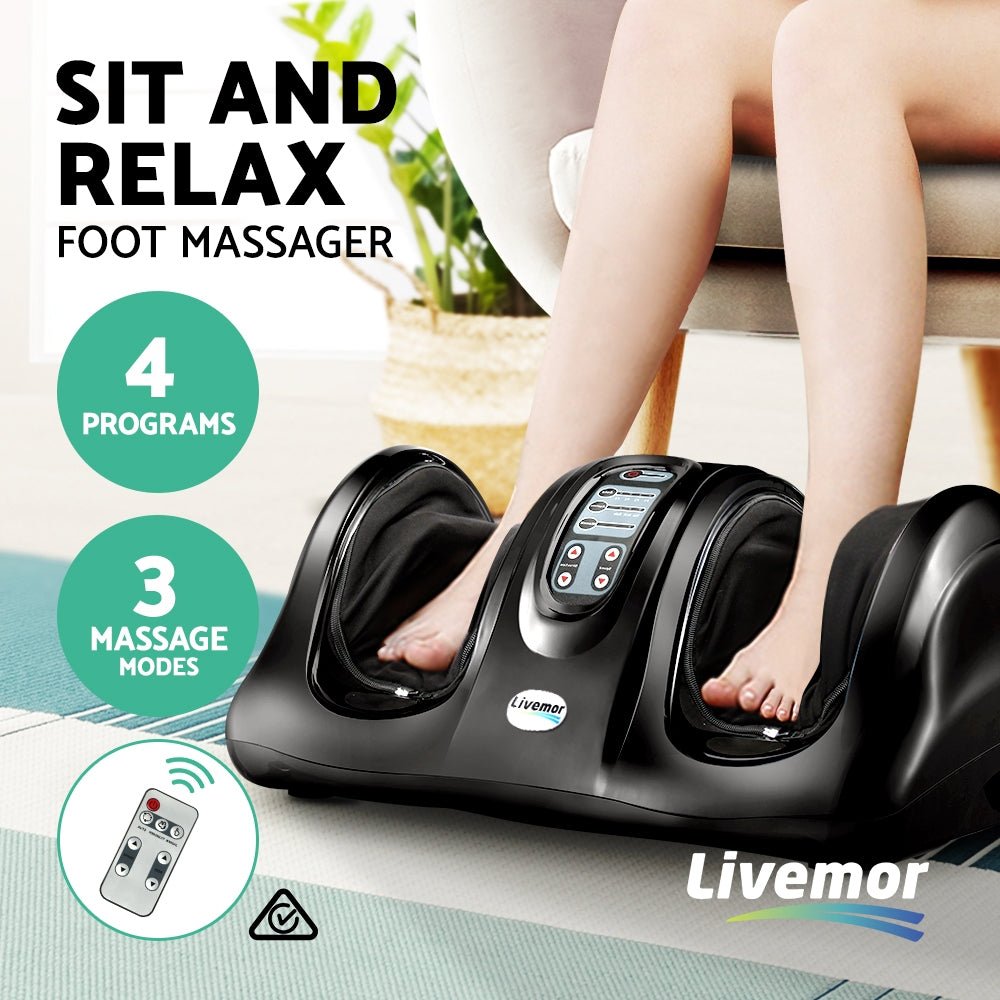 Foot Massager Shiatsu Massagers Electric Remote Roller Kneading Black - Furniture > Bar Stools & Chairs > Massage Chairs - Rivercity House & Home Co. (ABN 18 642 972 209) - Affordable Modern Furniture Australia
