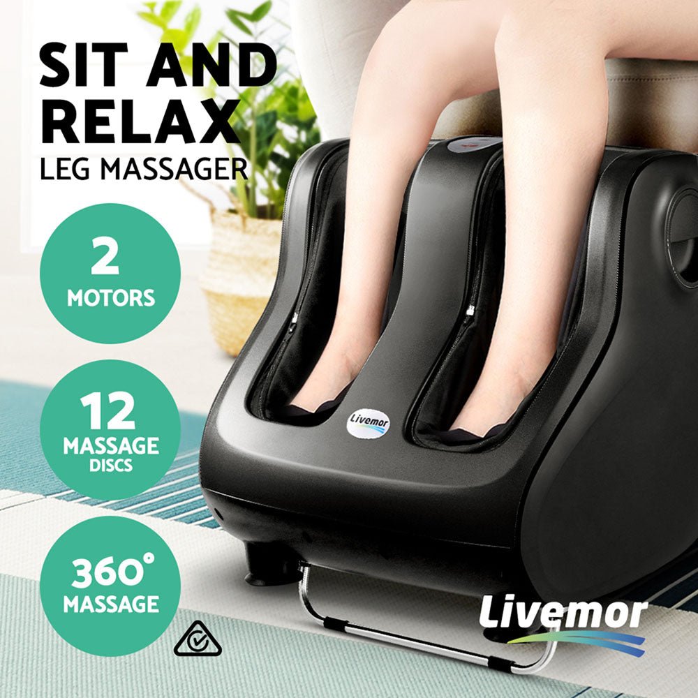 Foot Massager Shiatsu Massagers Electric Roller Calf Leg Kneading Black - Furniture > Bar Stools & Chairs > Massage Chairs - Rivercity House & Home Co. (ABN 18 642 972 209) - Affordable Modern Furniture Australia