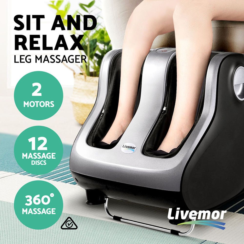 Foot Massager Shiatsu Massagers Electric Roller Calf Leg Kneading Silver - Furniture > Bar Stools & Chairs > Massage Chairs - Rivercity House & Home Co. (ABN 18 642 972 209) - Affordable Modern Furniture Australia