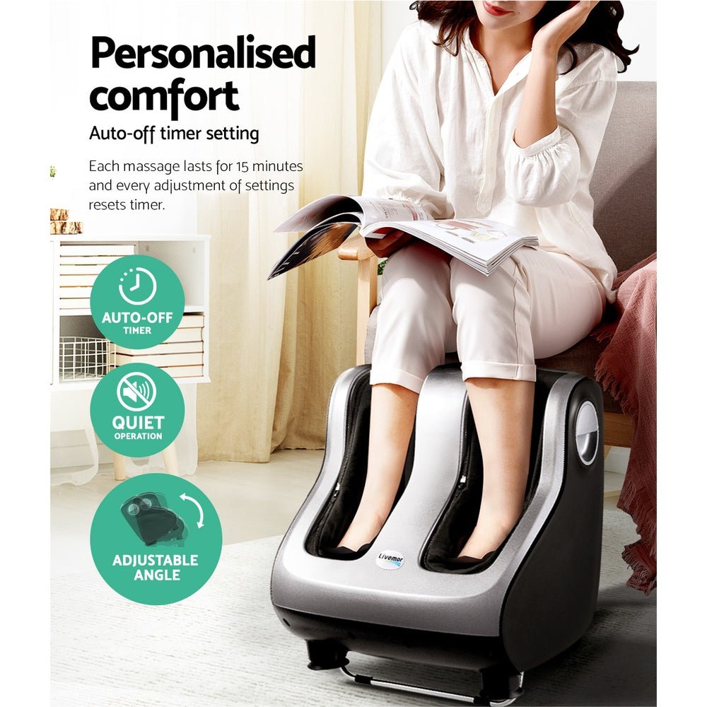 Foot Massager Shiatsu Massagers Electric Roller Calf Leg Kneading Silver - Furniture > Bar Stools & Chairs > Massage Chairs - Rivercity House & Home Co. (ABN 18 642 972 209) - Affordable Modern Furniture Australia