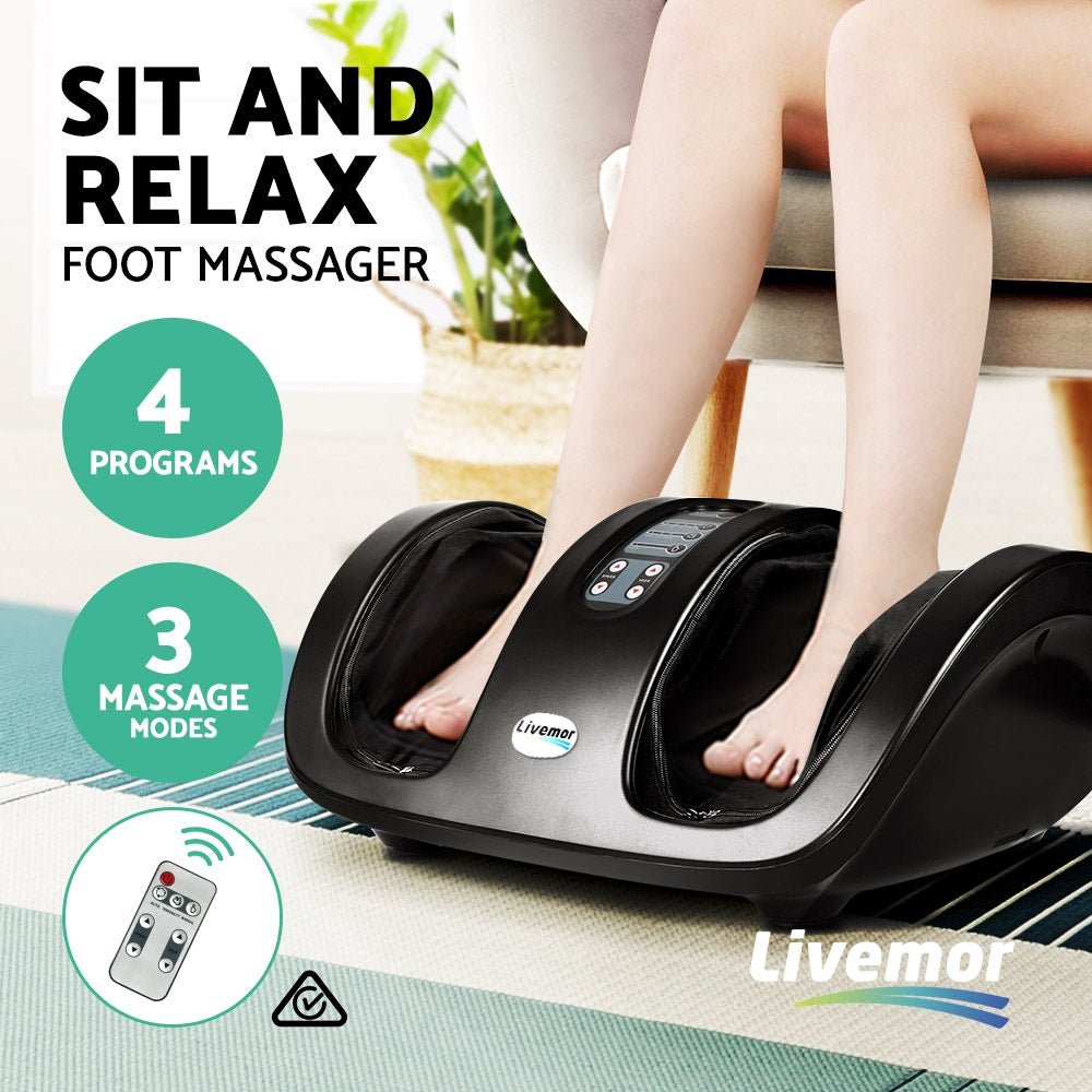Foot Massager Shiatsu Massagers Electric Roller Kneading Leg Black - Furniture > Bar Stools & Chairs > Massage Chairs - Rivercity House & Home Co. (ABN 18 642 972 209) - Affordable Modern Furniture Australia
