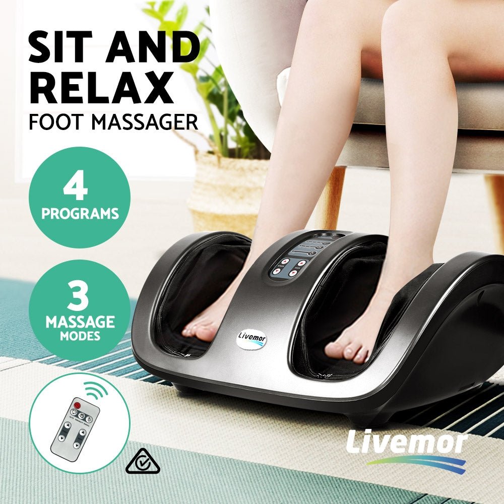 Foot Massager Shiatsu Massagers Electric Roller Kneading Leg Grey - Furniture > Bar Stools & Chairs > Massage Chairs - Rivercity House & Home Co. (ABN 18 642 972 209) - Affordable Modern Furniture Australia