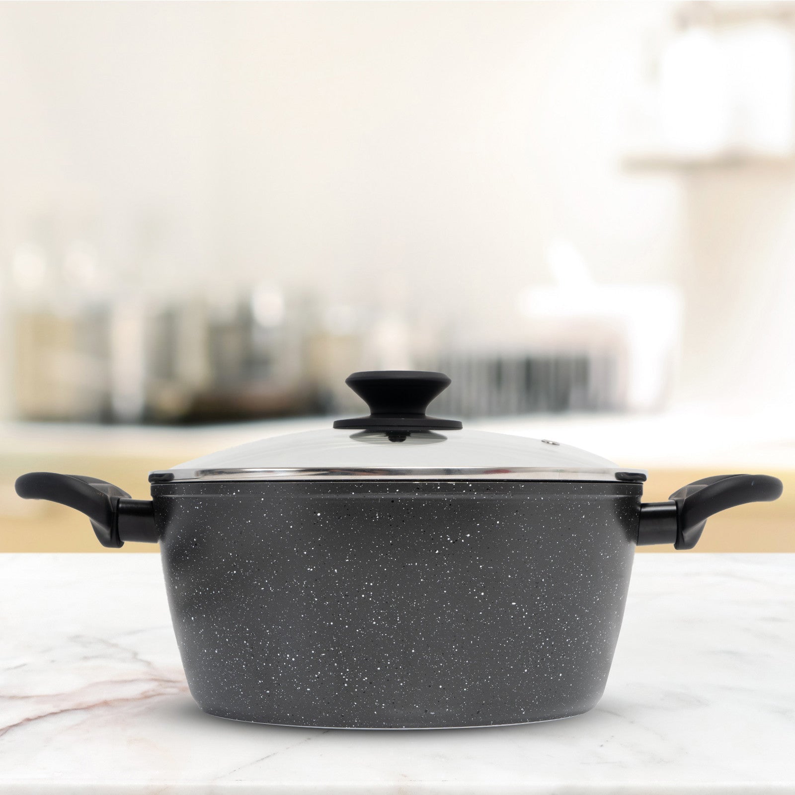 Forged Casserole With Lid Cookware Kitchen Black 24cm - Home & Garden > Kitchenware > Skillets & Frying Pans - Rivercity House & Home Co. (ABN 18 642 972 209) - Affordable Modern Furniture Australia