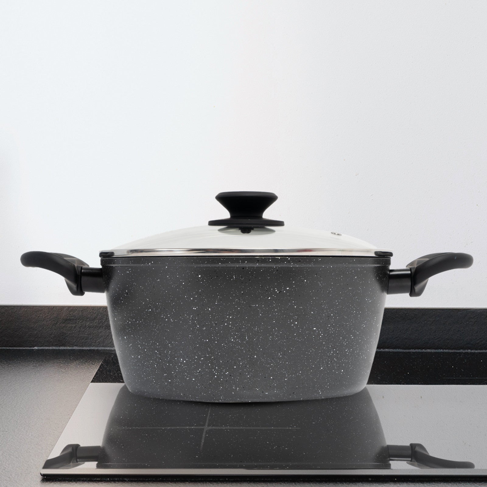 Forged Casserole With Lid Cookware Kitchen Black 24cm - Home & Garden > Kitchenware > Skillets & Frying Pans - Rivercity House & Home Co. (ABN 18 642 972 209) - Affordable Modern Furniture Australia