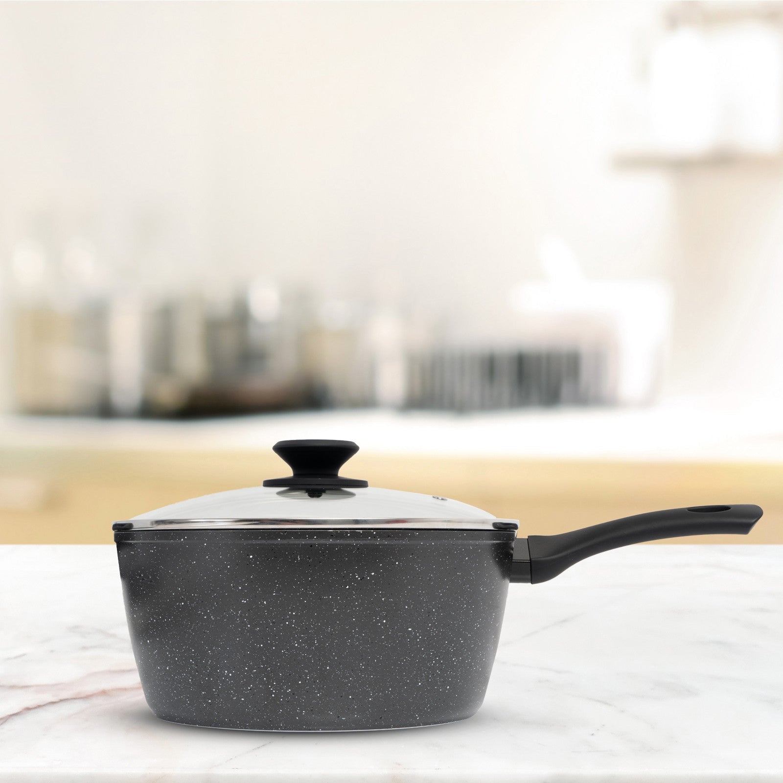 Forged Saucepan With Lid Cookware Kitchen Black 20cm - Home & Garden > Kitchenware > Skillets & Frying Pans - Rivercity House & Home Co. (ABN 18 642 972 209) - Affordable Modern Furniture Australia